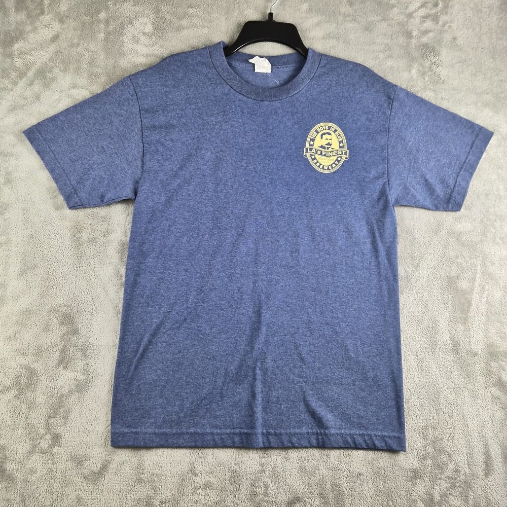 LAs Finest Brewery The Boys In Blue Shirt Medium Blue Crew Neck Hookin & Brookin